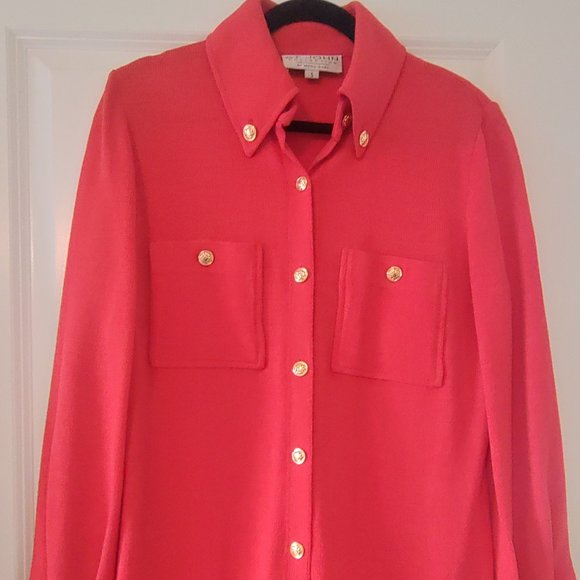 St John Collection melon colored knit jacket - Picture 2 of 4